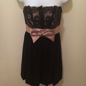 Strapless Black and Gold Formal Dress